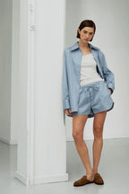 Aura Oversized Shirt in Blue Calcite by Laete