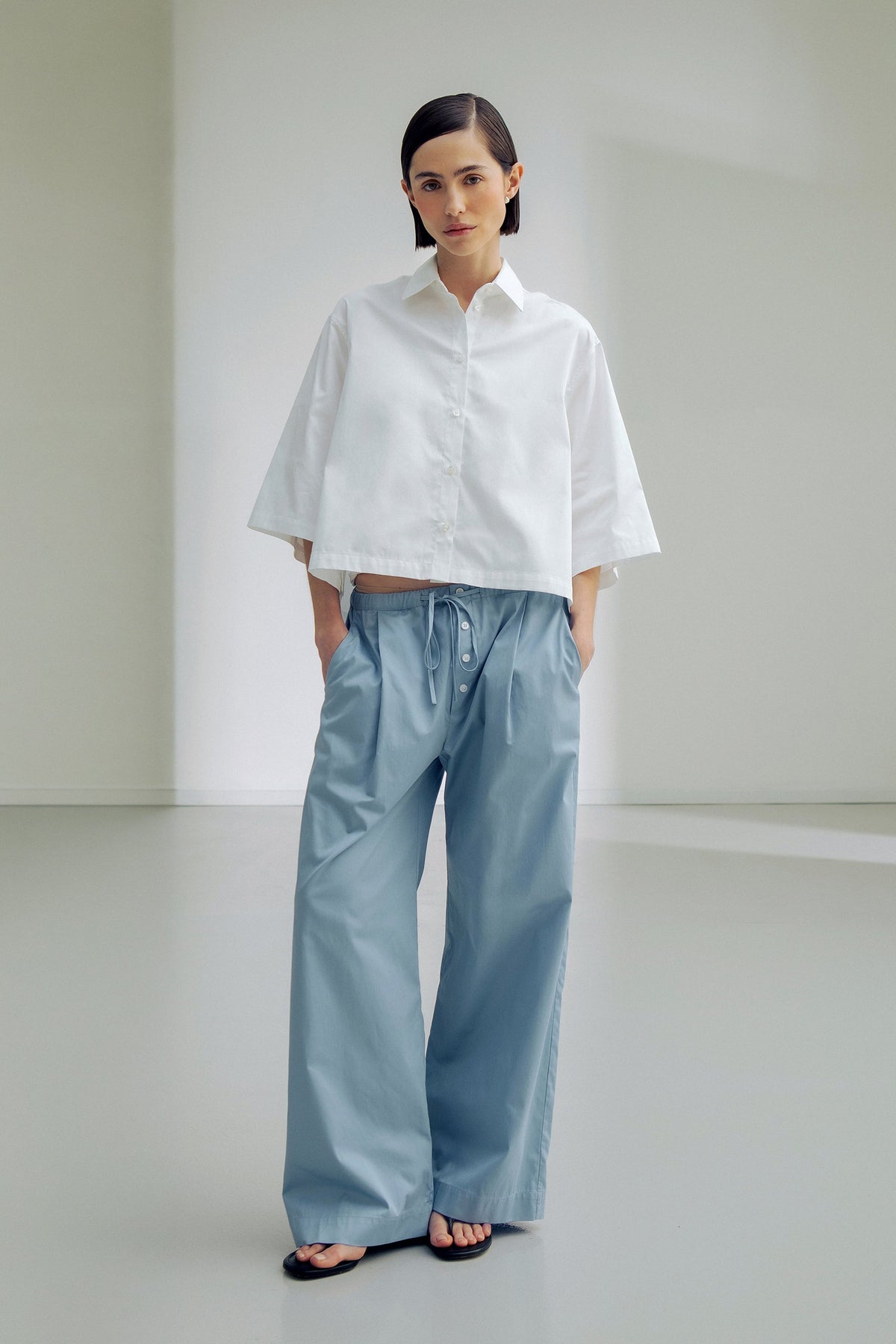 Prism Boxy Shirt in White Agate by Laete